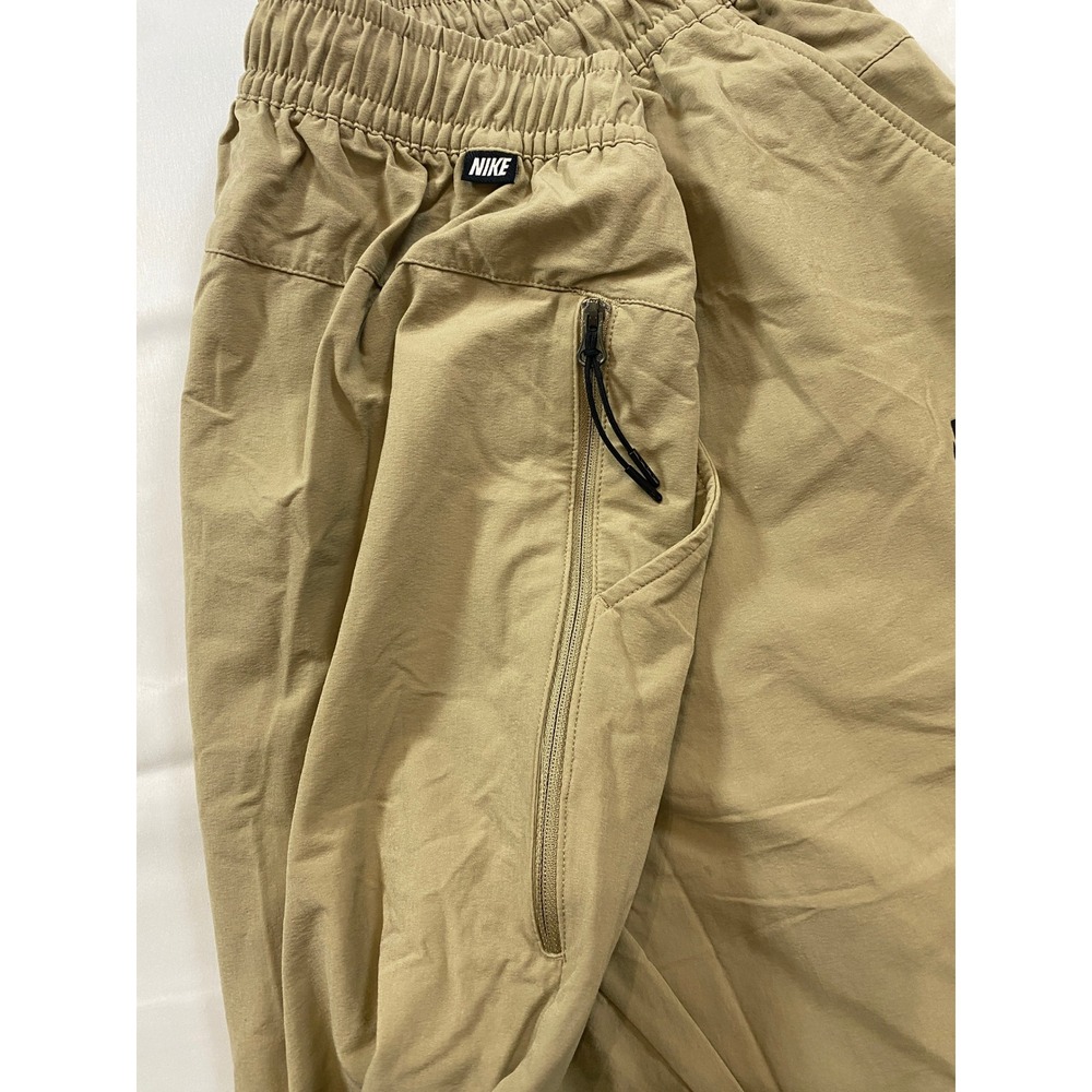 Nike Mens XL Woven Sportswear Pants Tan Khaki Elastic Waist Zip Pocket Futura - Picture 9 of 13
